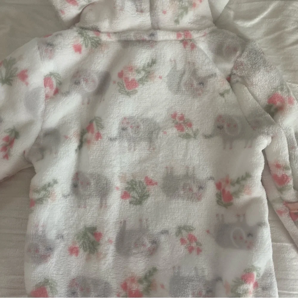 Baby girls Little Beginnings 0-3 month fleece onesie footed outdoor hood NEW